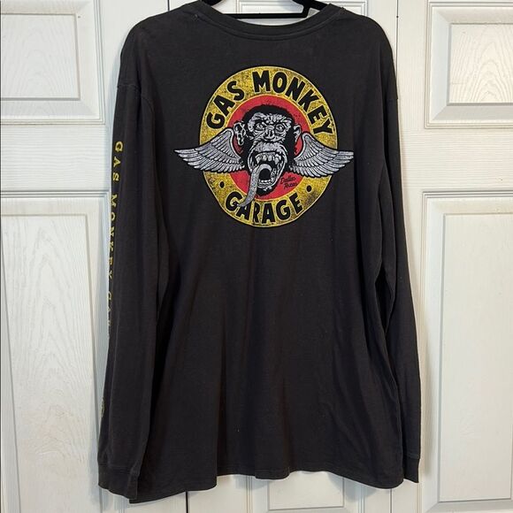 Gas Monkey X-large Black Yellow Long Sleeve Tee Crew Neckline Pullover Soft - Picture 3 of 5